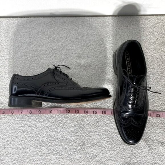 Vintage Florsheim Black Leather Lexington Wingtip Oxford Lace Up Dress Shoes 7D - Picture 10 of 14